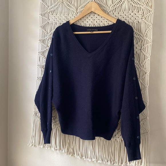 Catherine Malandrino V neck navy blue size medium sweater - Picture 1 of 9